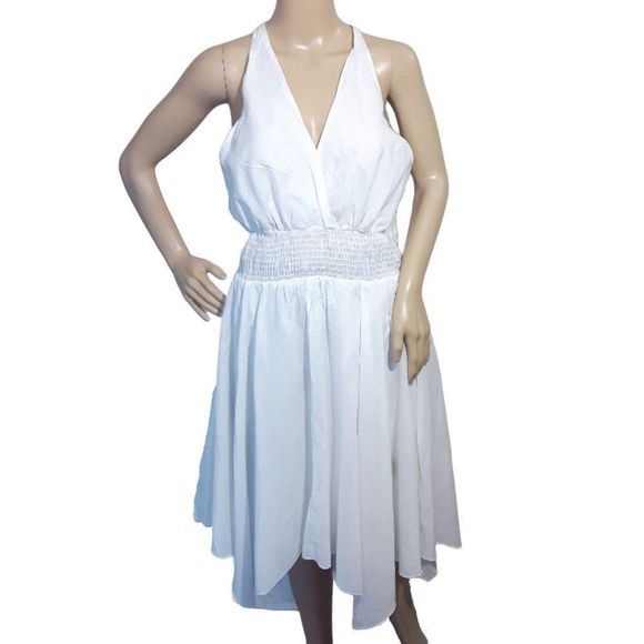 White Marilyn Style Halter Dress 100% Cotton Size XL - Picture 1 of 3